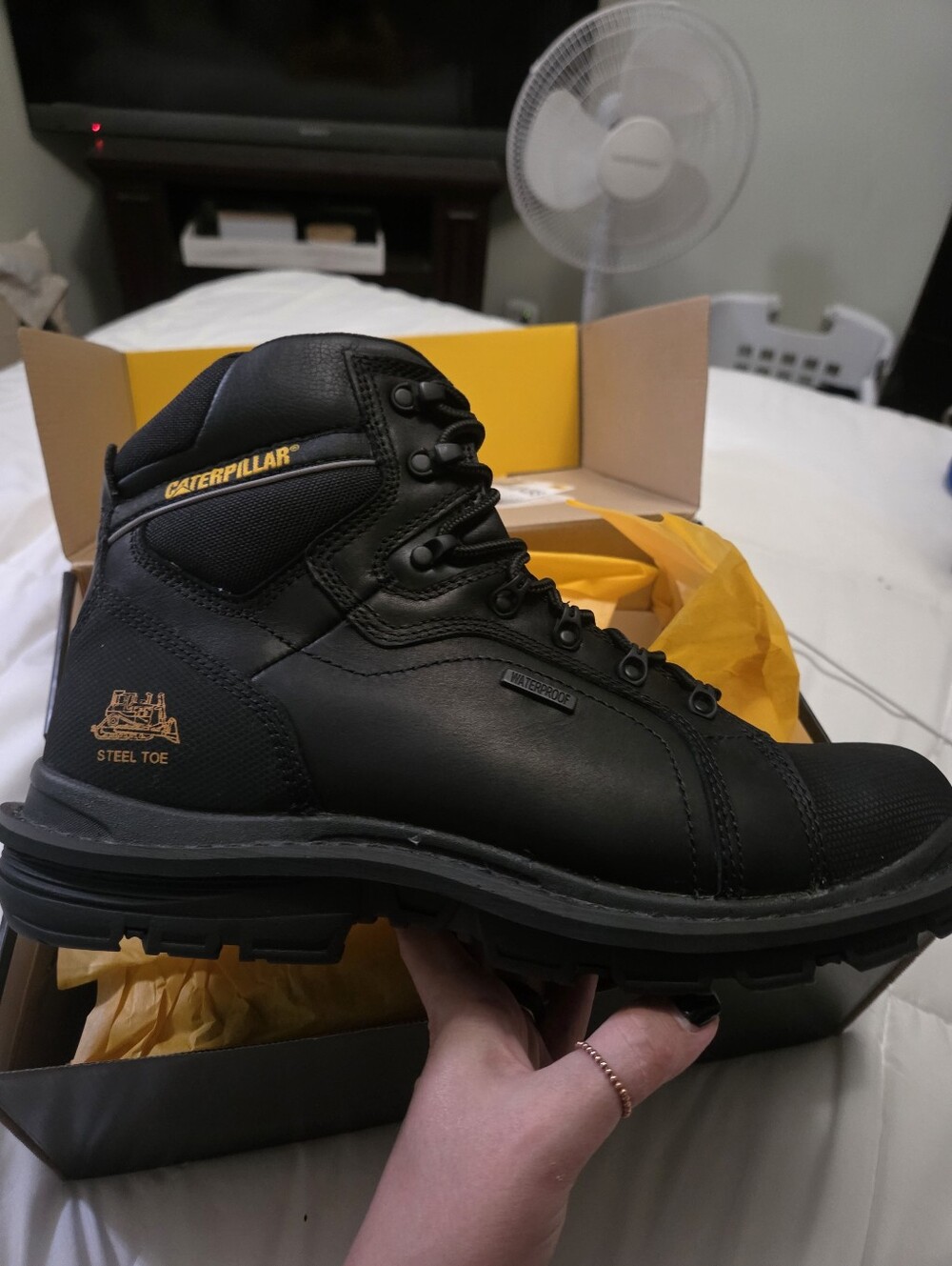 Caterpillar Black Waterproof Steel Toe Work Boot, Size 13, Brand New In Box